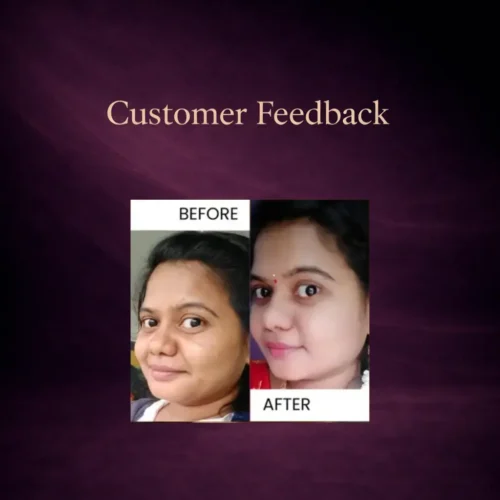 Before and after skincare result showing visible improvement in skin brightness and smoothness after using Araah Red Wine Gel