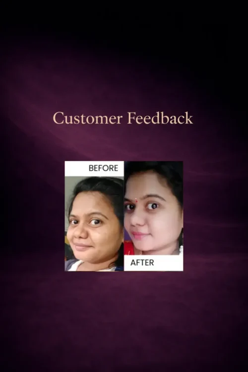Before and after skincare result showing visible improvement in skin brightness and smoothness after using Araah Red Wine Gel