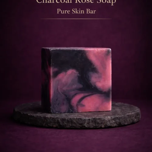Araah Charcoal N Rose Soap bar with rose petals – handmade charcoal soap for tan removal, brightening and deep cleansing skin