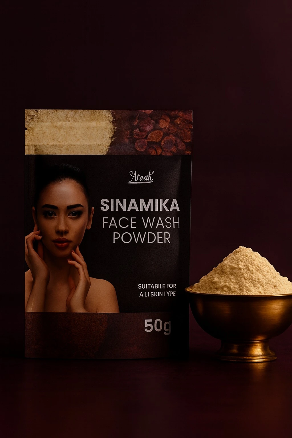 Sinamika Facewash Powder – Natural Tan Removal & Skin Brightening Formula (50g)