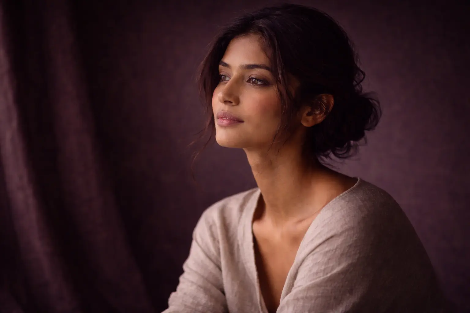 Woman with natural skin and minimal makeup representing Araah’s soul beauty philosophy